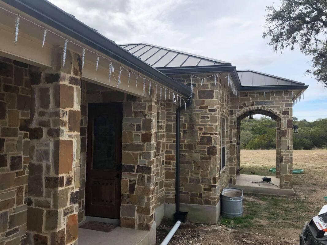 Close-up of professional roof installation work